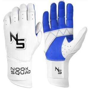 Nook Squad Baseball/Softball Leather Batting Gloves White/Blue S Youth New!